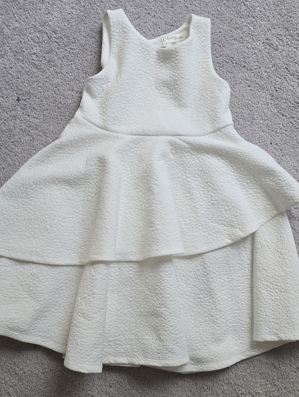 Chase + Chloe Ivory Textured Tiered Girl's Dress